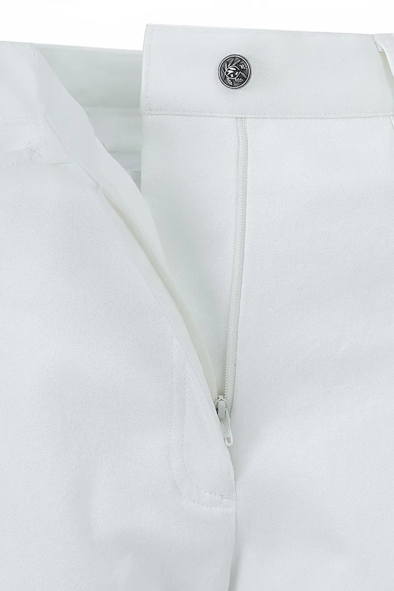 High-Waisted Wide-Leg Cotton Stretch Trousers
