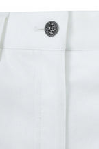 High-Waisted Wide-Leg Cotton Stretch Trousers