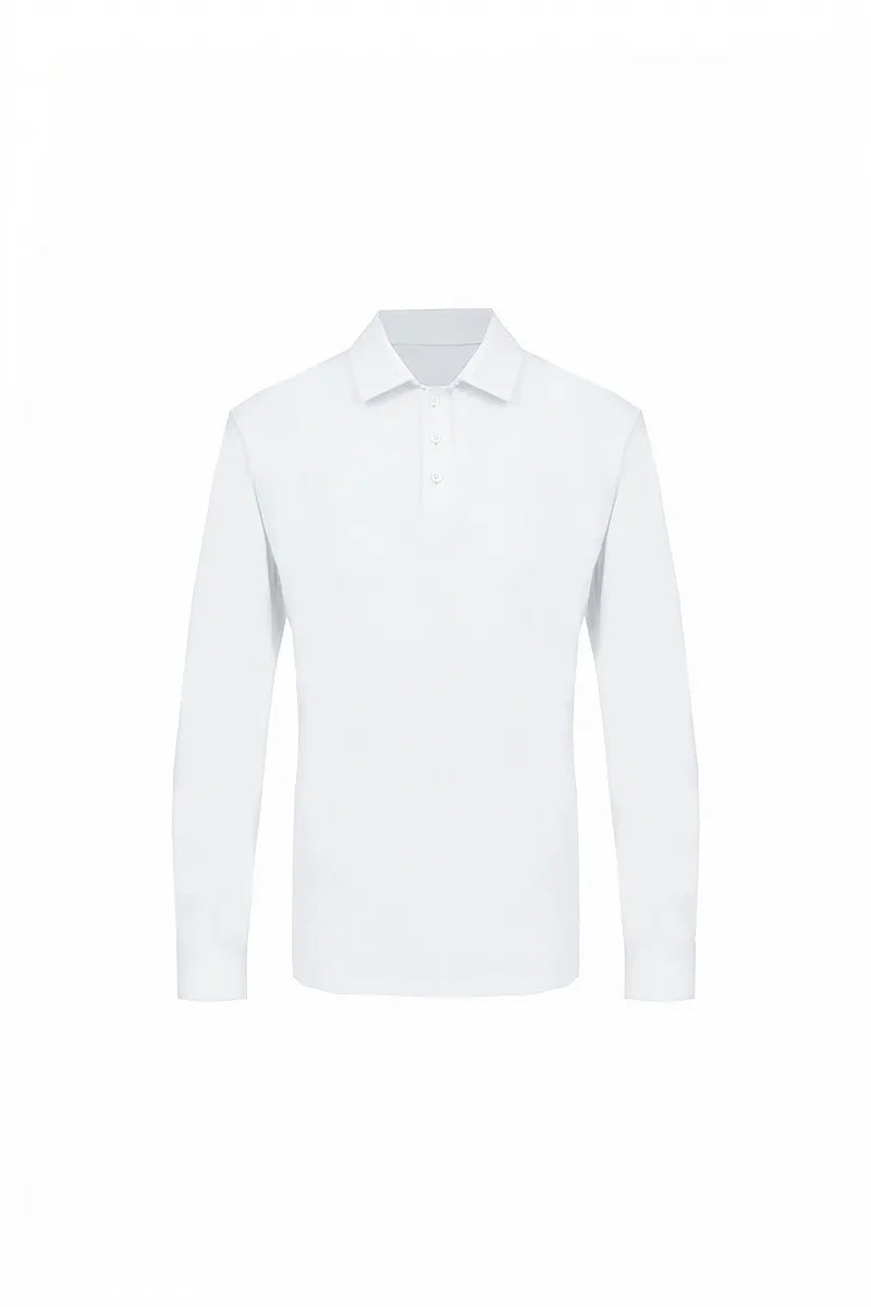 Men’s Long-Sleeve Polo Shirt – White
