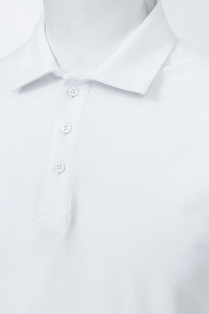 Men’s Long-Sleeve Polo Shirt – White