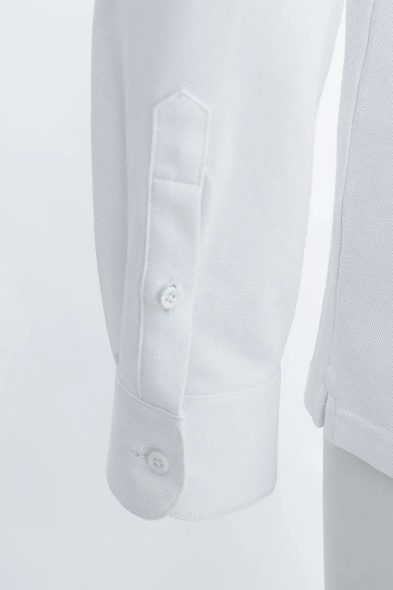 Men’s Long-Sleeve Polo Shirt – White