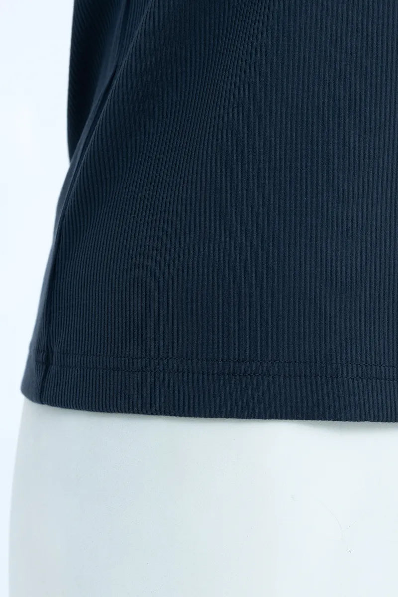 Navy Sleeveless Cotton T-Shirt