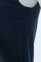 Navy Sleeveless Cotton T-Shirt