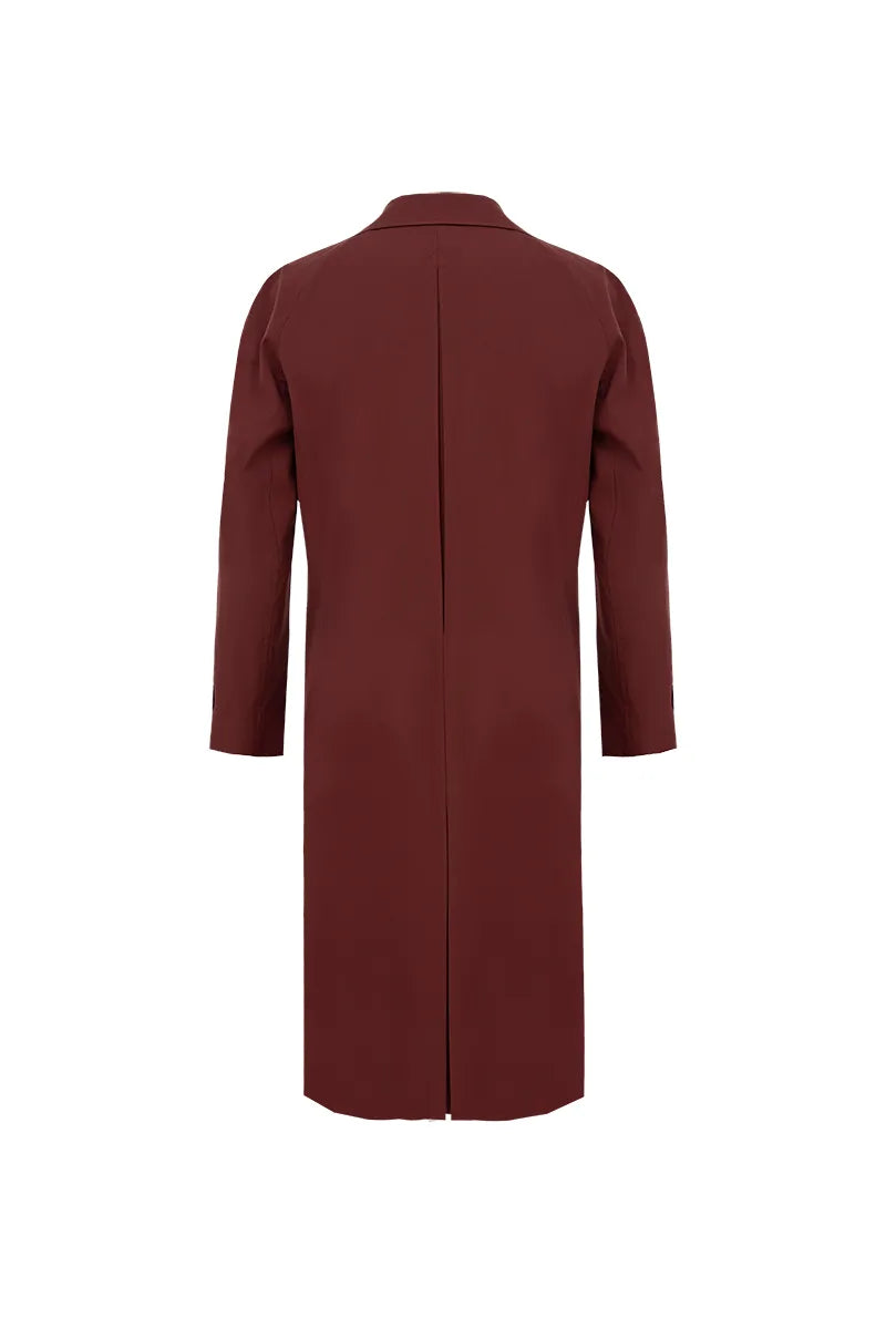 Deep Burgundy Relaxed-Fit Long Coat