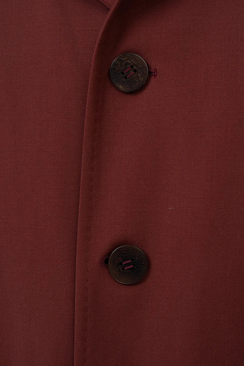 Deep Burgundy Relaxed-Fit Long Coat