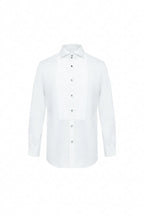 White Wide Spread-Collar Dress Shirt
