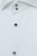 White Wide Spread-Collar Dress Shirt