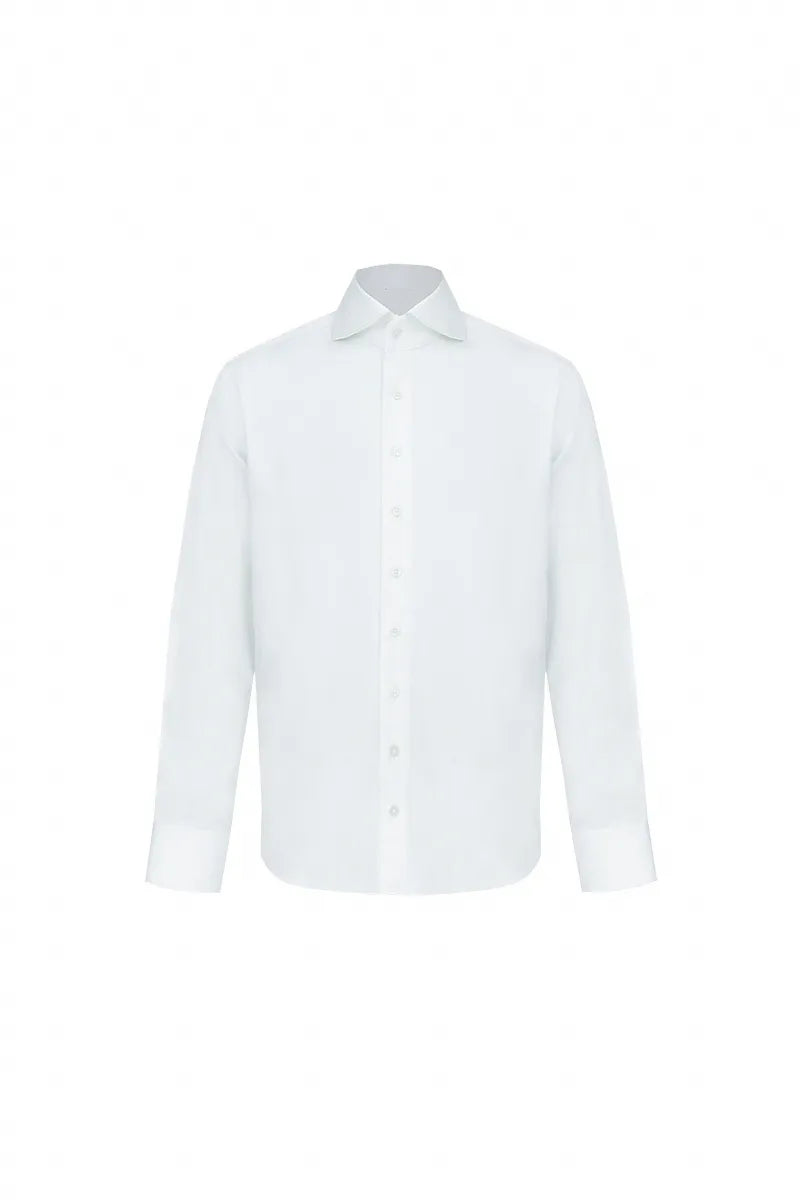 White Tailored Fit Point Collar Dress Shirt