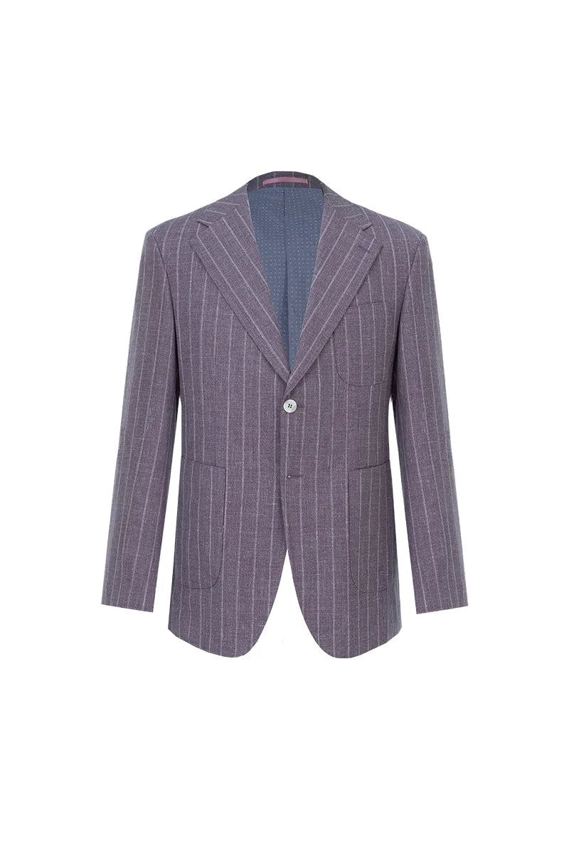 Men’s Wool–Linen–Silk Stripe Blazer Jacket