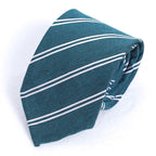 Striped Silk Tie – Teal Green with White Stripes