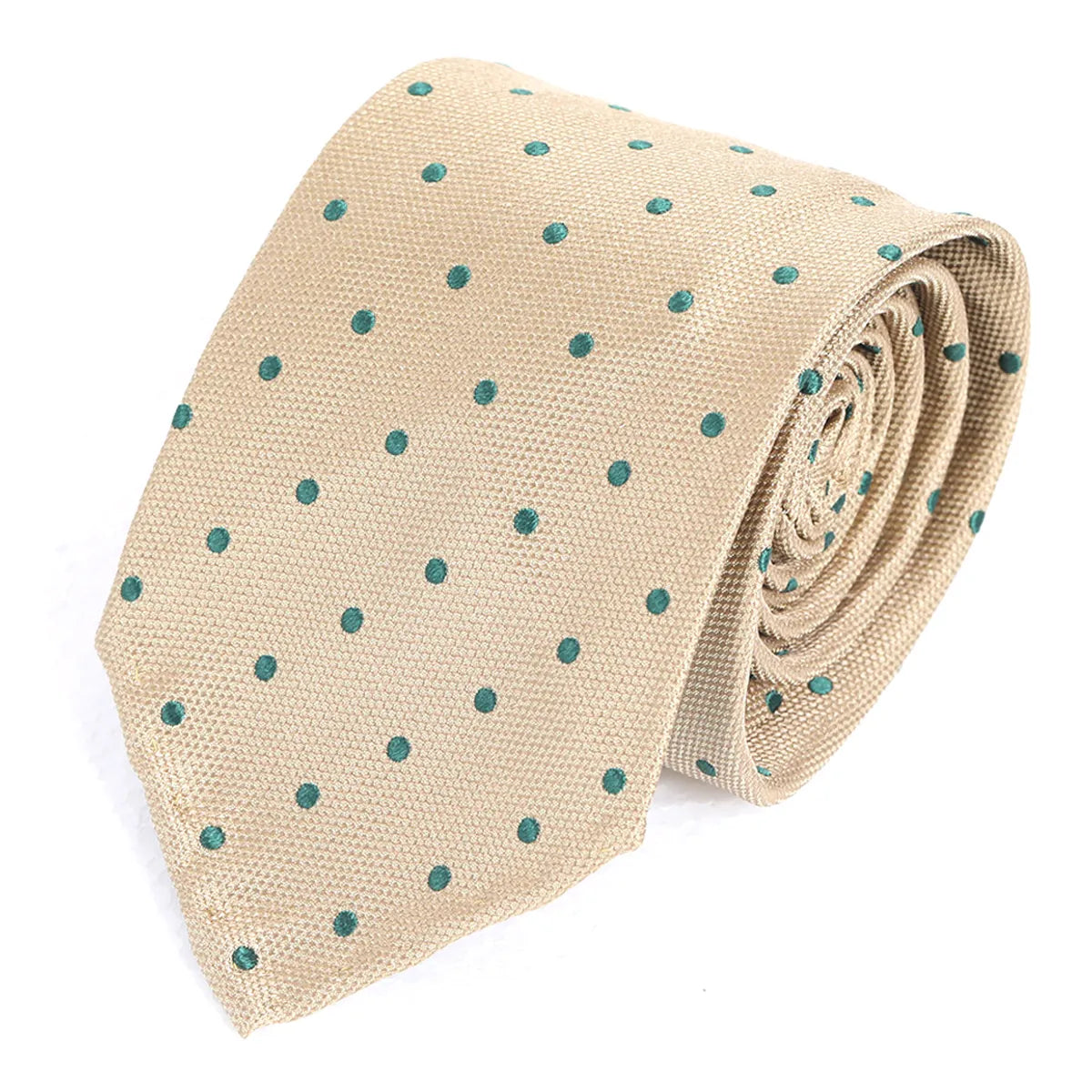 Beige Polka Dot Silk Tie