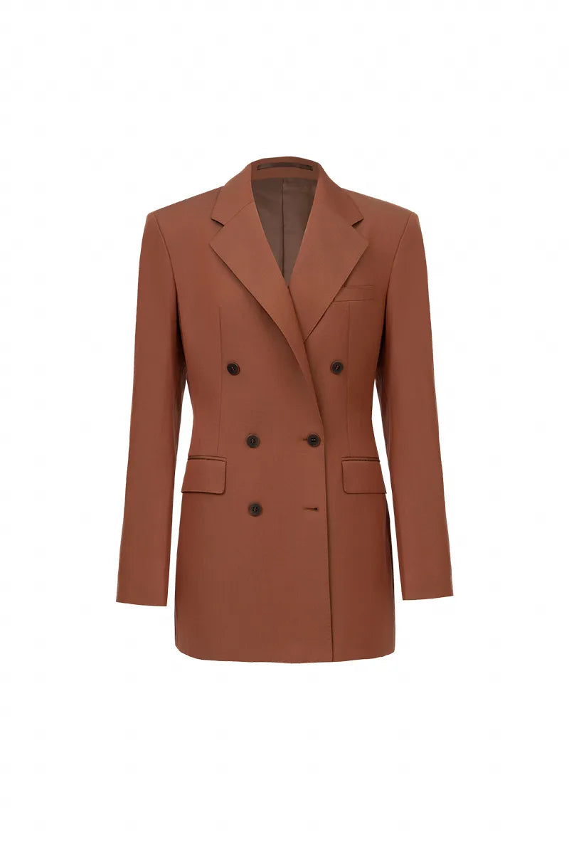Terracotta Double-Breasted Tailored Blazer