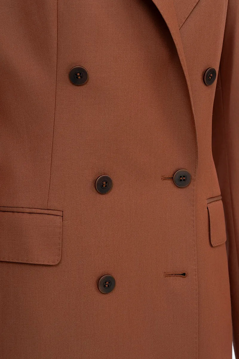 Terracotta Double-Breasted Tailored Blazer