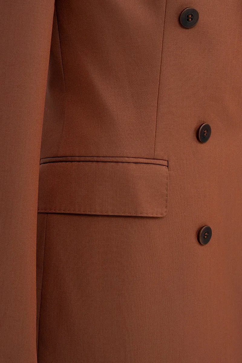 Terracotta Double-Breasted Tailored Blazer