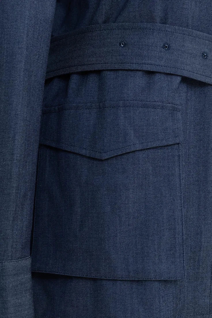 Belted Structured Jacket – Navy