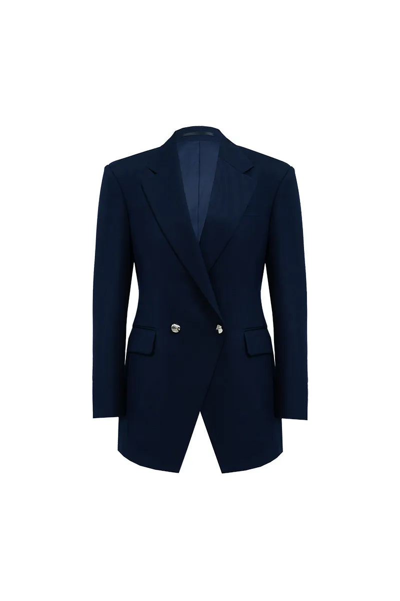 Double-Breasted Tailored Blazer – Navy