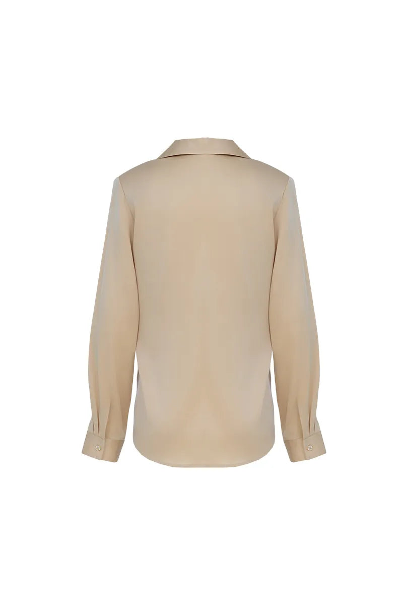 Silk Cuban Collar Shirt - Beige