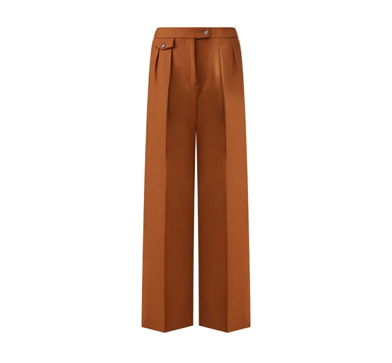 High-Waisted Pleated Wide-Leg Trousers - Burnt Orange