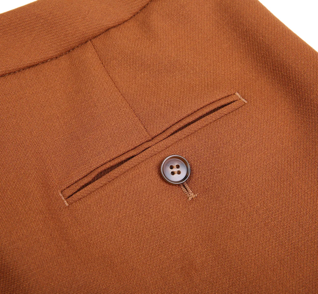 High-Waisted Pleated Wide-Leg Trousers - Burnt Orange