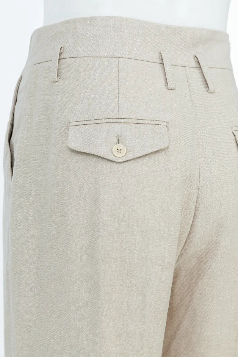 High-Rise Straight-Leg Trousers – Stone