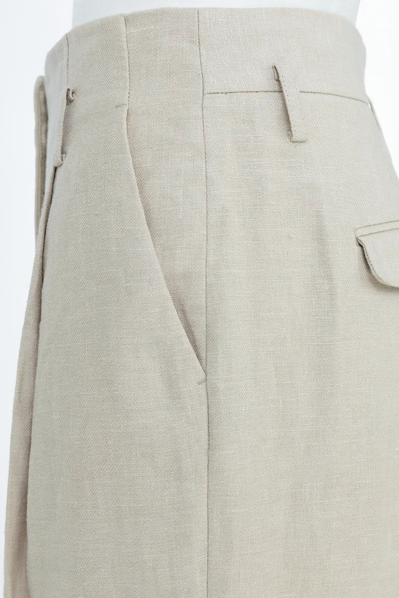 High-Rise Straight-Leg Trousers – Stone