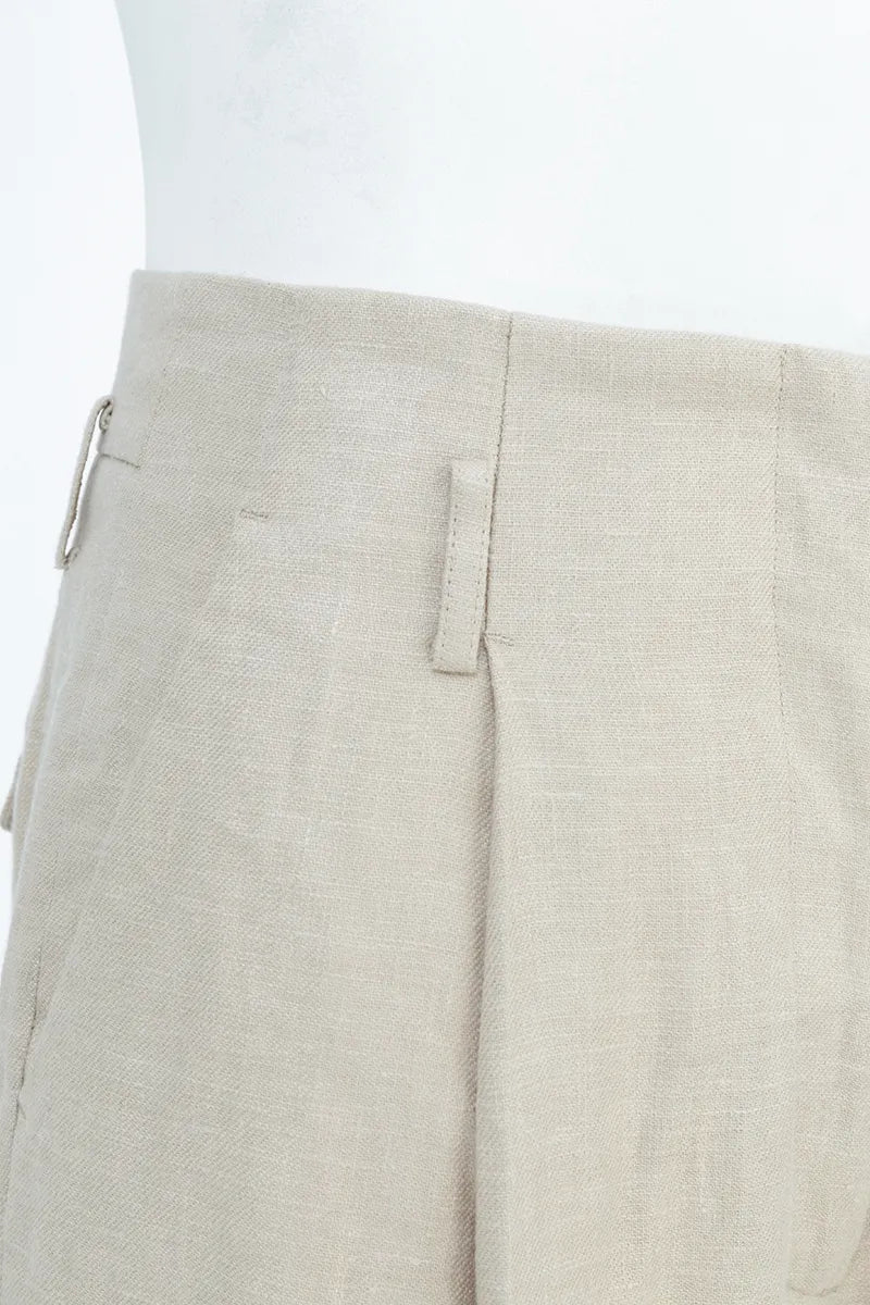 High-Rise Straight-Leg Trousers – Stone