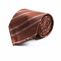 Striped Silk Tie – Rust Brown with Navy & Ivory