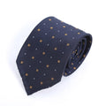 Micro Pattern Silk Tie – Navy with Gold Accent