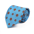 Medallion Silk Tie – Sky Blue with Burgundy Motif
