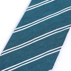 Striped Silk Tie – Teal Green with White Stripes