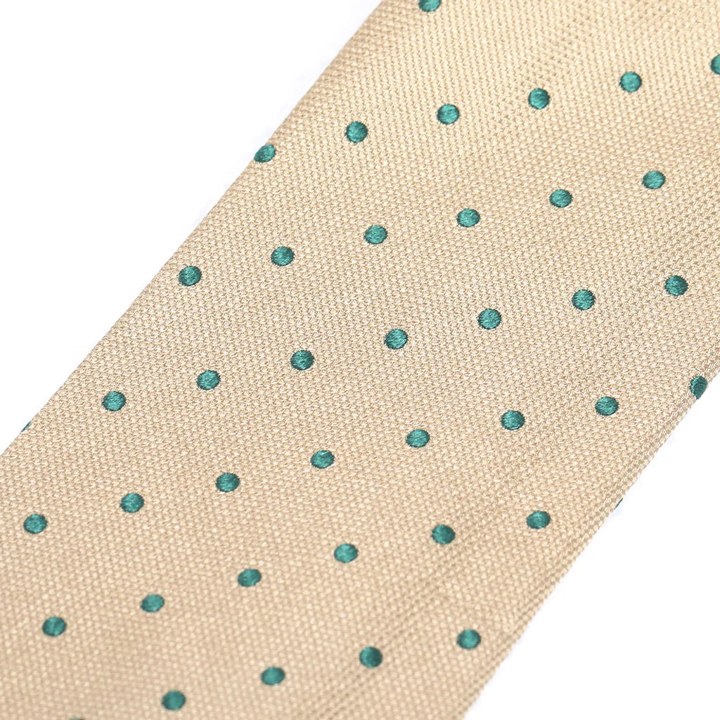 Beige Polka Dot Silk Tie