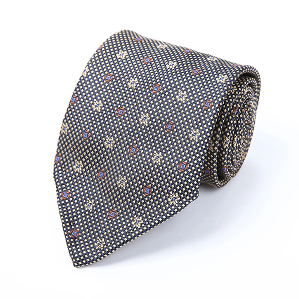 Navy Micro-Pattern Silk Tie