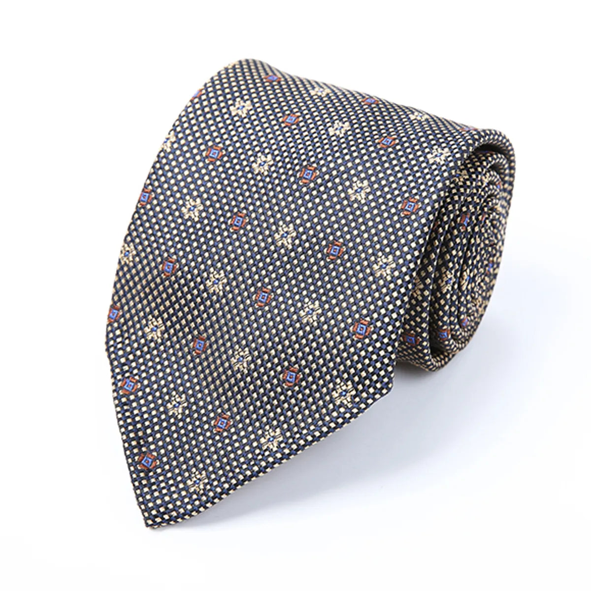 Navy Micro-Pattern Silk Tie