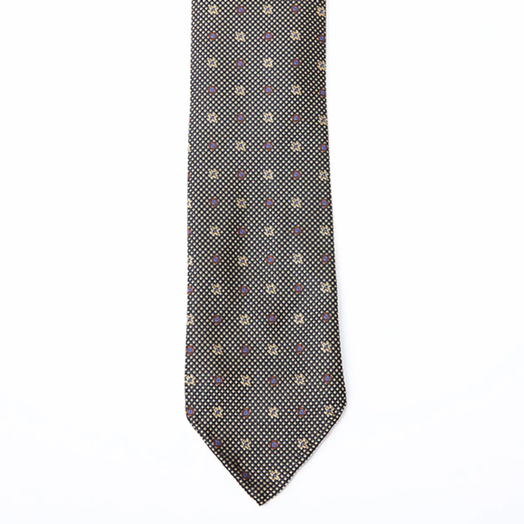 Navy Micro-Pattern Silk Tie