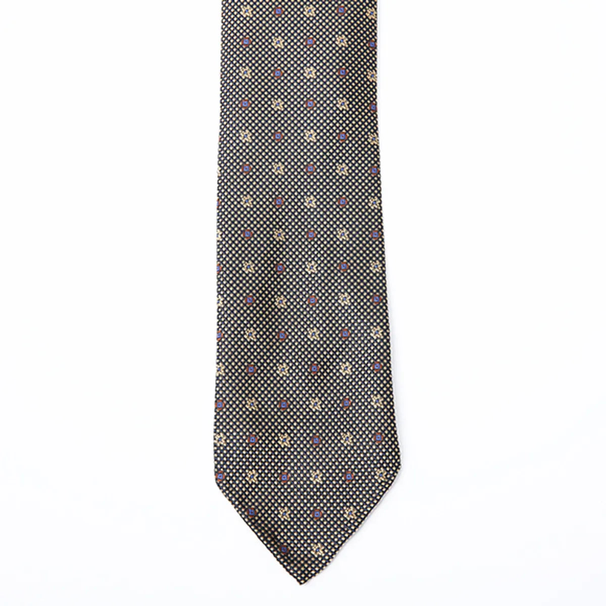 Navy Micro-Pattern Silk Tie