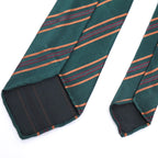 Striped Silk Tie – Forest Green with Gold & Burgundy