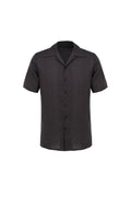 Cuban Collar Short Sleeve Shirt - Deep Brown