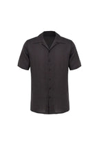 Cuban Collar Short Sleeve Shirt - Deep Brown