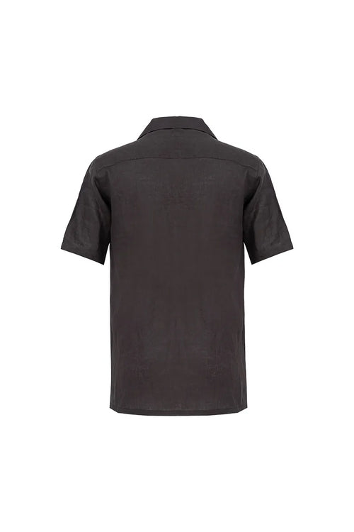 Cuban Collar Short Sleeve Shirt - Deep Brown