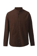 Long Sleeve Stand Collar Shirt – Dark Brown