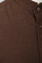 Long Sleeve Stand Collar Shirt – Dark Brown