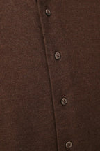 Long Sleeve Stand Collar Shirt – Dark Brown