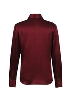 Satin Pointed Collar Shirt - Burgundy