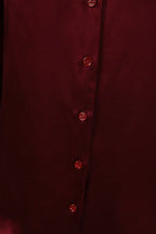Satin Pointed Collar Shirt - Burgundy